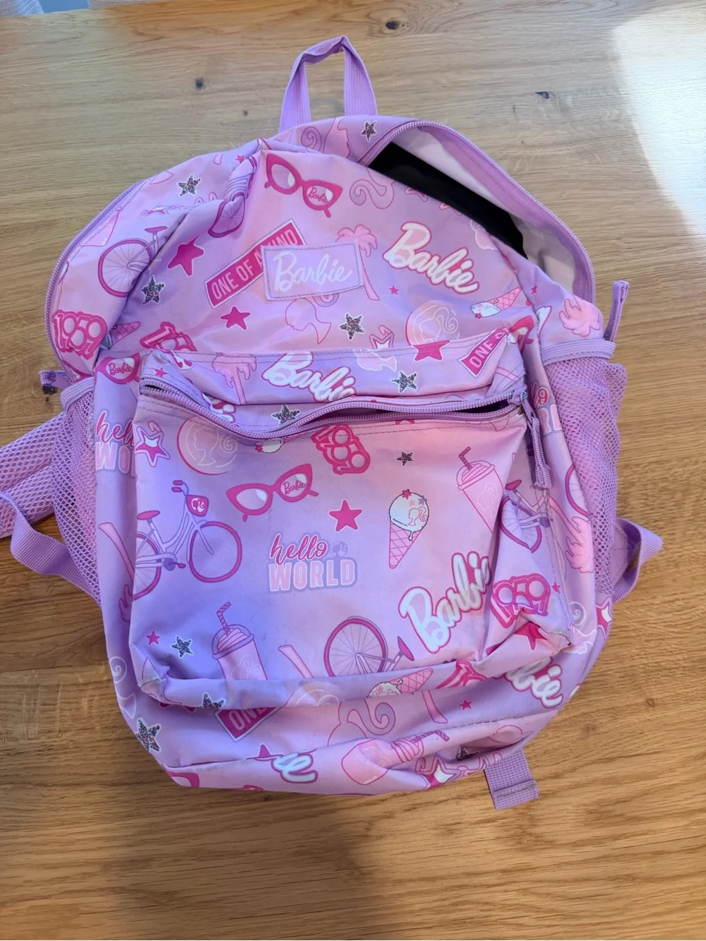 Barbie Pink Printed Kids Backpack with Icon Pattern